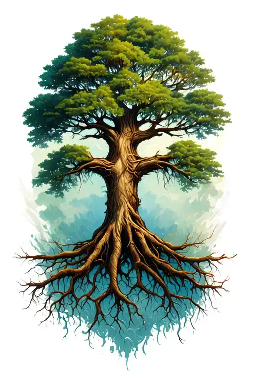 tree of life thats dead with roots tattoo design idea