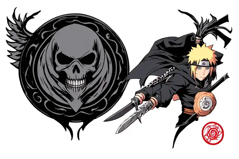 Reaper death seal and Minato Namikaze from Naruto tattoo design idea