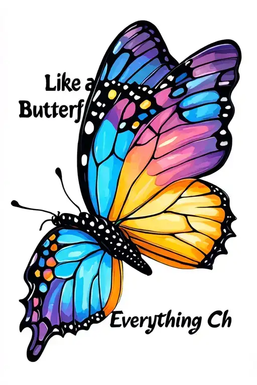 "Like a Butterfly Everything Ch" butterfly tattoo tattoo design idea