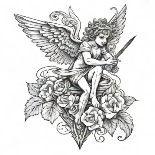 risk taker cupid fearless tattoo design idea