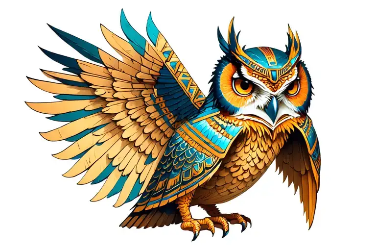 owl, Egyptian pyramid dragon tattoo design idea