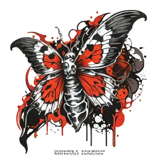 death moth skull tattoo design idea