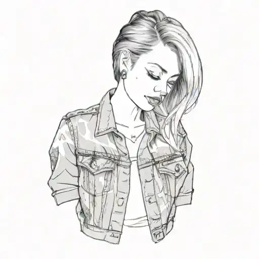 a woman wearing a denim jacket tattoo design idea