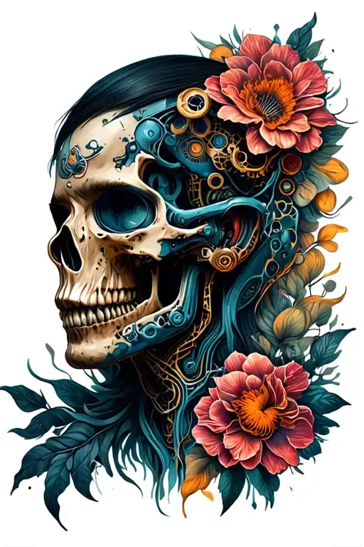 bio mechanical tattoo design idea