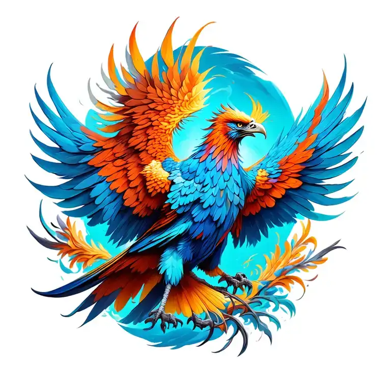 phoenix bird, 3d, for the back, as big as possible, angry, aggressive and upset with the terrible condition the world is tattoo design idea