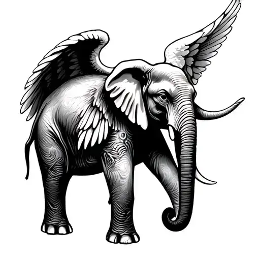 Elephant With Angel Wings tattoo design idea