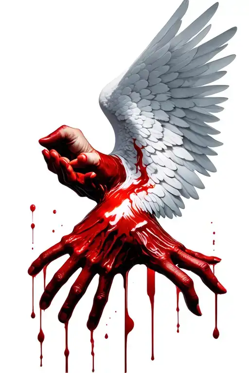 fallen angel blood hands tattoo design idea
