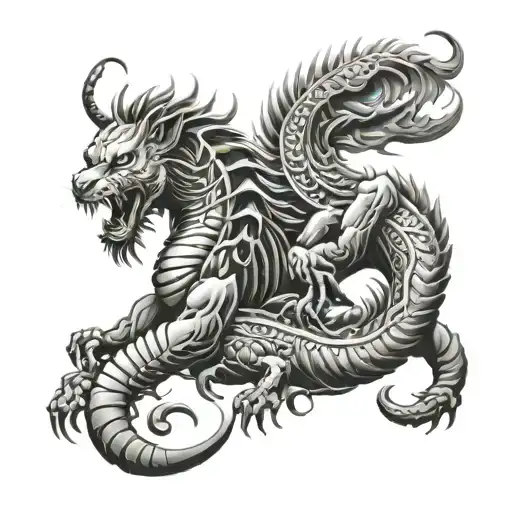 scorpion and lion  tattoo design idea