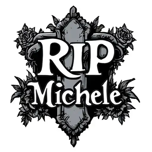 "RIP Michele" "RIP Michele" "RIP Michele" cross or tombstone tattoo design idea