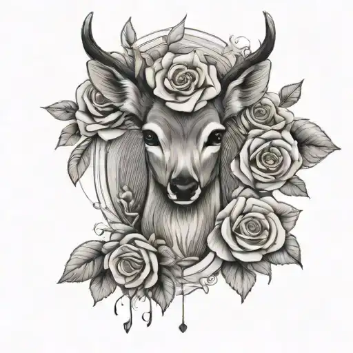 roses female deer arm tatto tattoo design idea