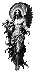 heaven and hell with existing st michael on upper arm tattoo design idea