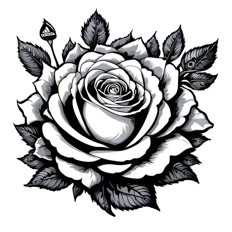 Leeds United white rose, smiley face peacock, vintage adidas tattoo design idea