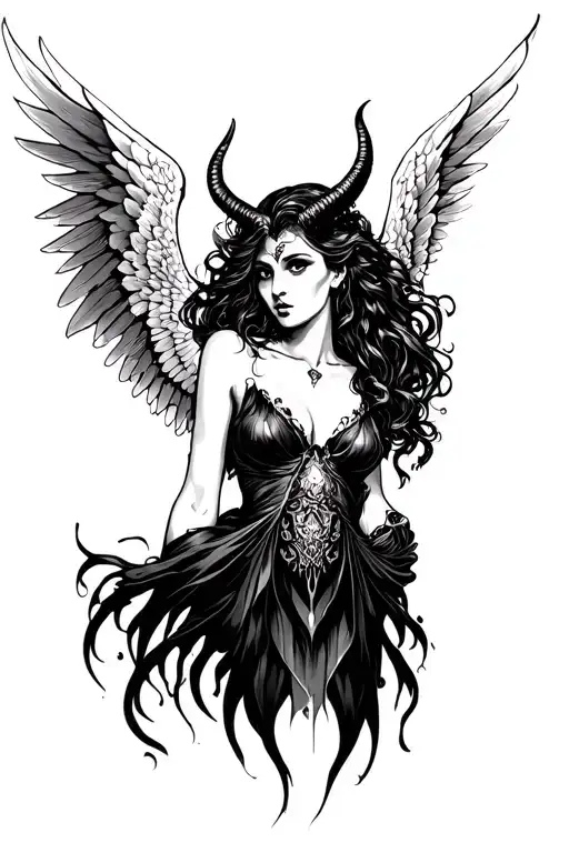 devil-angel women tattoo design tattoo design idea