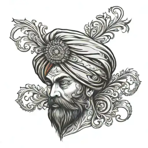 signature red turban tattoo design idea