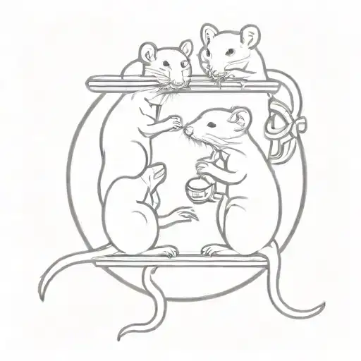 Two rats combining to form a coffee bean tattoo design idea