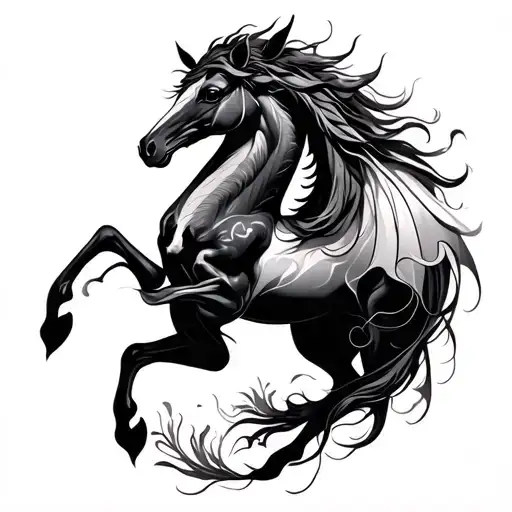 Poppy Dragon Horse Healing Transformational Love not fear  feminine dainty elegant tattoo design idea