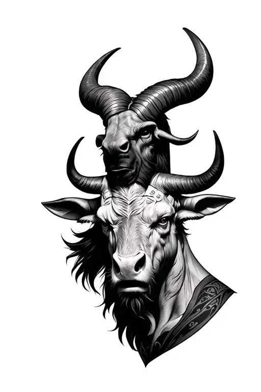 I want a minotaur head on the top portion of my back in the middle with his two horns extending to the right and left si tattoo design idea