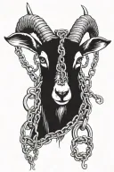goat head, chains & locks tattoo design idea