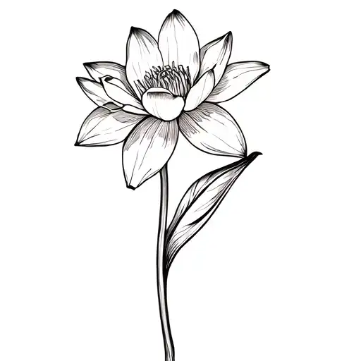 1 waterlilly 1 daffodil bud wrapped tattoo design idea