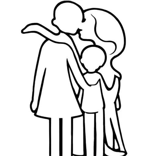 Mom hugs 2 sons and a daughter tattoo design idea