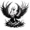 phoenix rising from the ashes symbolizing overcoming tattoo design idea