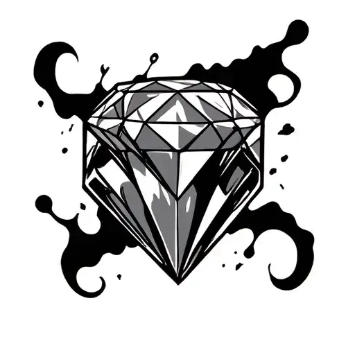 diamond with toxic sing hidden inside emoting energy tattoo design idea