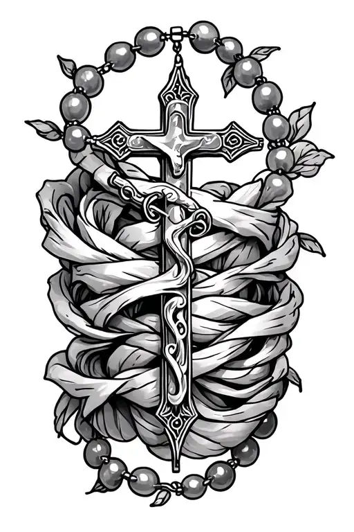 rosary wrapped tattoo design idea
