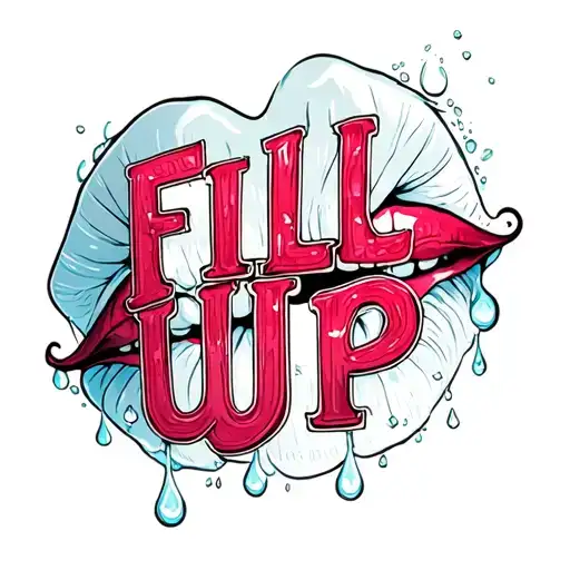 "Fill Me Up" white droplets, lips tattoo design idea