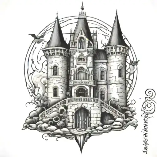 old school tattoo design draculas castle tattoo design idea