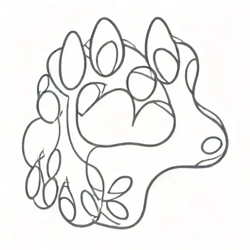 heart and dog paw print tattoo design idea