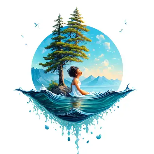 I am a spiritual child of the water/sea and the earth/mountain/trees that brings peace and harmony. tattoo design idea