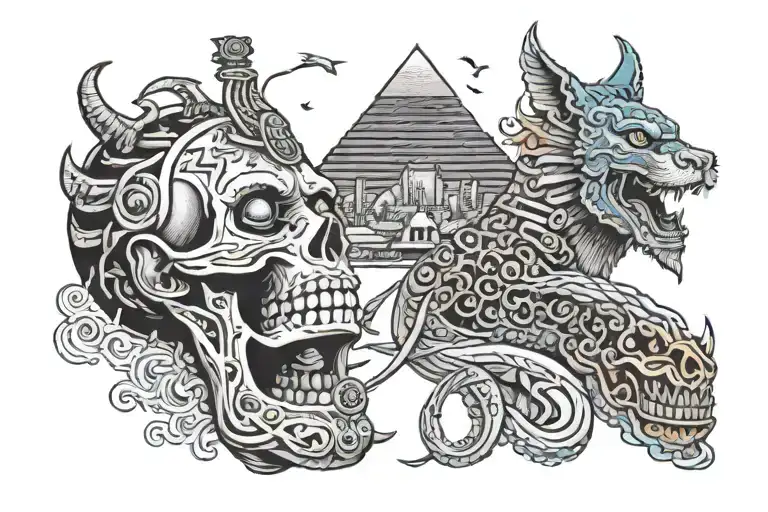 something about dentist and Egypt and Russia and some kind of love  tattoo design idea