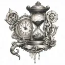 Hourglass, anchor, clock melting tattoo design idea