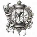 Hourglass, anchor, clock melting tattoo design idea