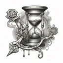 Hourglass, anchor, clock melting tattoo design idea