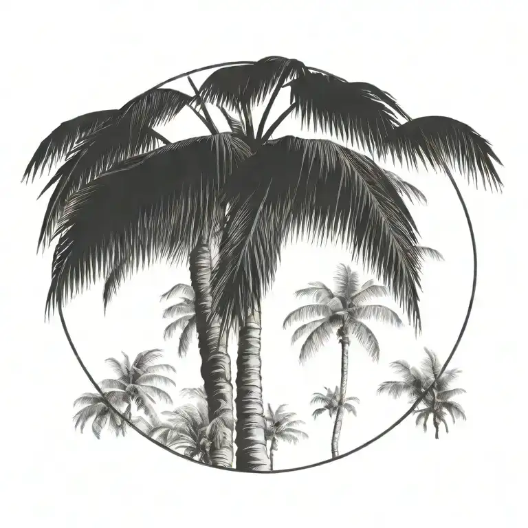palm botanic style drawing tattoo design idea
