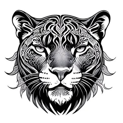 panther head emerging mandala tattoo design idea