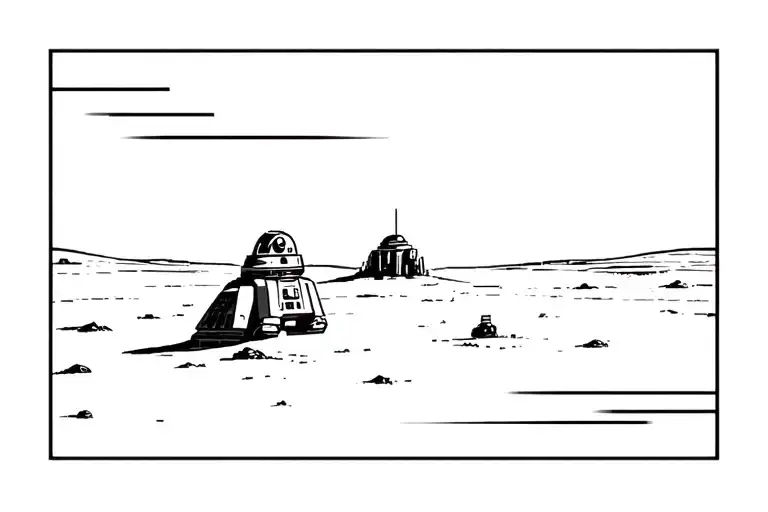 star wars tatooine in a square tattoo design idea