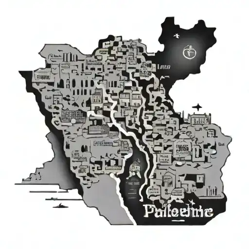 Palestine map covered tattoo design idea