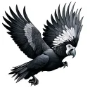 black cockatoo flying tattoo design idea