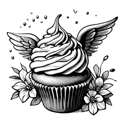 Cherub cupcake tattoo design idea