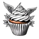 Cherub cupcake tattoo design idea