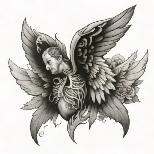 collapsed lung wings spread tattoo design idea