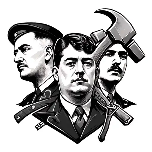 Socialist and communist leaders and sickle and the hammer of the USSR tattoo design idea