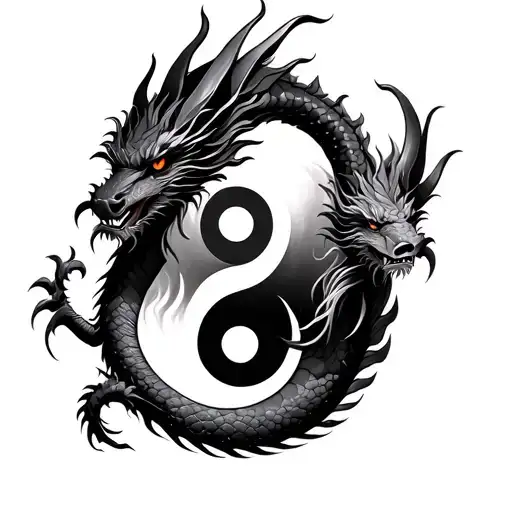 aries dragon yin yang tattoo design idea