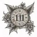 11:11 text tattoo tattoo design idea