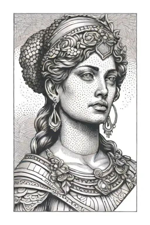 roman woman bust and uraeus tattoo design idea