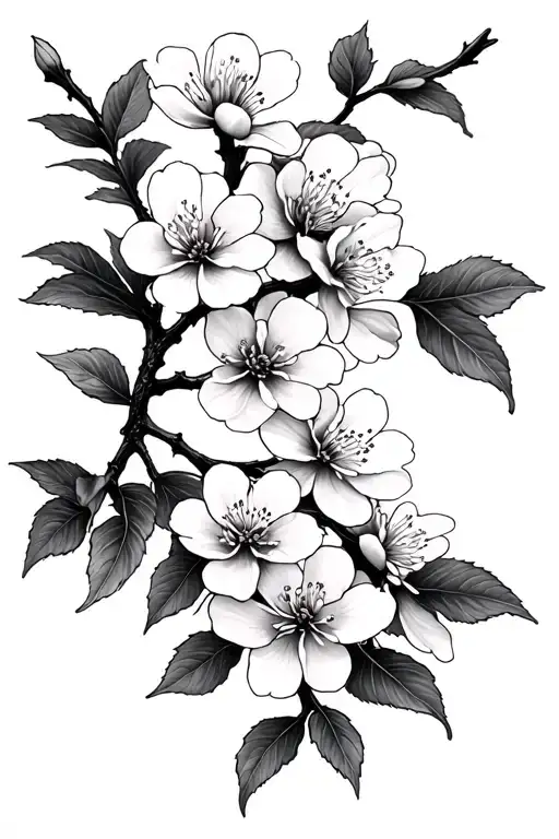 cherry blossom branch tattoo design idea