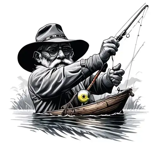 Grandpa Fishing tattoo design idea