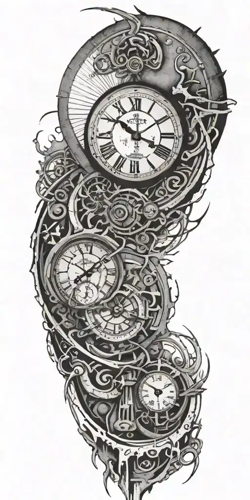 9/8/24, clock , sun setting, concrete wall broken tattoo design idea
